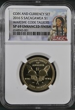 2016 S Sacagawea $1 Dollar Wartime Code Talkers Coin, NGC SP69 Enhanced Finish picture