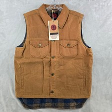 Woodroad Gear Co Ranch Hand Waxed Canvas Vest Mens Large Brown Lined Workwear picture