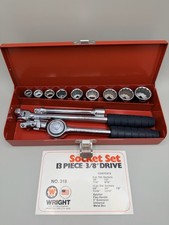 NOS Vintage Wright Tool & Forge Company 13-piece 3/8” Socket Set model NO. 319 picture