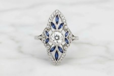 Old CZ Edwardian Art Deco Milgrain Antique Vintage Ring Wedding ring In Silver picture
