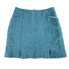 Boden British Tweed by Moon Womens Skirt Herringbone Wool Pockets Blue Teal 4S picture