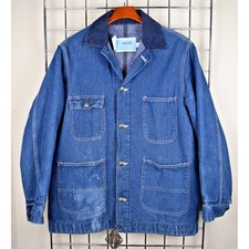 VTG Sears Work Coat Chore Jacket Size M/L 70s Denim Blanket Lined Distressed picture