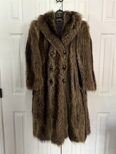 Vintage R.M. Taylor Co Real Raccoon Fur Coat Full Length Small/Med Brown picture