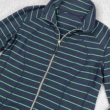 Lululemon Nice Asana Jacket Size 10 Full Zip Slalom Striped Inkwell Navy Green picture
