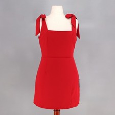 NWT LULUS Your Sweetie Tie-Strap Mini Dress A-Line Stretch Wine Red Size L picture