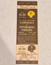 Nov 12, 1967 St. Louis Cardinals vs Pittsburgh Steelers Ticket Stub VINTAGE picture