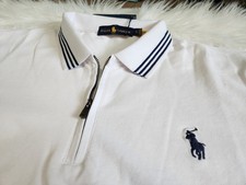 Polo Ralph Lauren Men's Zip Polo Shirt White Short Sleeve Regular Fit Size L picture