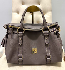 Dooney & Bourke- I Love Dooney- Gray Pebbled Satchel Zip Tassel Detachable Strap picture