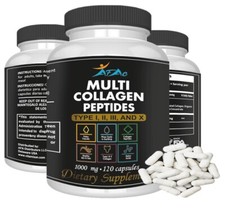 100% Natural Multi Collagen Peptides Anti Aging Skin Collagen Pills 120 capsules picture