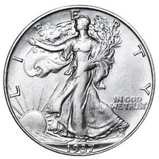 1937-S Walking Liberty Half Dollar In AU Condition picture