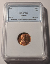 1951-P MS67 RB 1C PENNY Tough Date in High Grade Toning Graded in Random Holder picture
