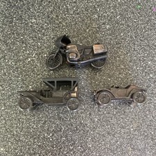 Vintage Metal Pencil Sharpeners Lot of 3 Cars Motorcycle Diecast Novelty picture