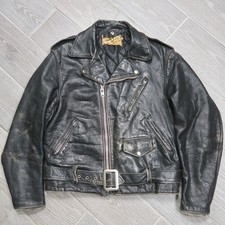 Vintage 60s 70s Schott Perfecto 618 Black Leather Motorcycle Jacket Size 42 picture