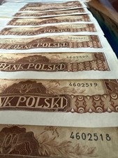1932 Poland 100 Zlotych Pick 74a, run of 8, Ser. A.Z. 4602518-4602525, UNC picture