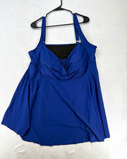 Bloomchic Blue Solid One Piece Swimsuit Adjustable Strap Women’s Plus Size 26 picture
