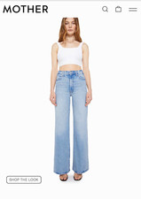 MOTHER The Hustler Roller Sneak Light Wash High Rise Wide-Leg Jeans Size 31 NWT picture