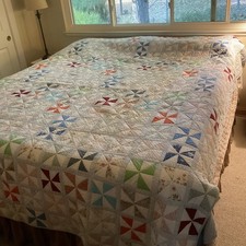 Garnet Hill Pinwheel Queen cotton quilt -  Vintage 102x84” picture