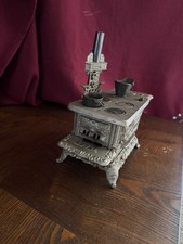 Vintage Miniature Crescent Cast Iron Stove w/ Pots & Pans picture