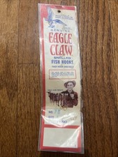 Vintage Eagle Claw No 73 Size 1 Snelled Fish Hooks 6 Count Carded picture