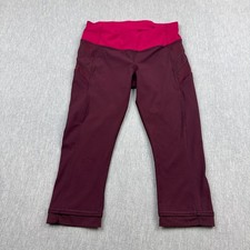 Lululemon Leggings Womens 6 Red Bordeaux Drama Bumble Berry Illumina Crop Yoga picture