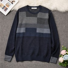 Calvin Klein Mens XL Merino Wool Blend VintGe Y2K Colorblock Crew Neck Sweater picture
