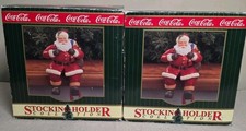 2 Vintage 1998 Coca Cola Santa Clause Stocking Holder  picture