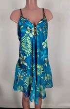 Secret Treasures Blue Floral Adjustable Strap Sheer Nightie Lingerie Gown 2X 2XL picture