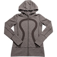 Lululemon Scuba Hoodie Full Zip Jacket Grey Space Dye Size 6 Thumbholes Athletic picture