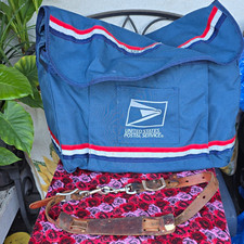 Vintage USPS Mail Carrier Canvas Satchel with Original Padded Leather Strap picture