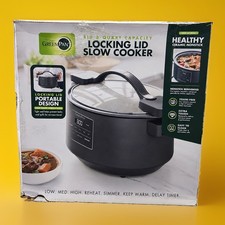 GreenPan 8 Qu Locking Lid Slow Cooker, Nonstick, Graphite, New in Damaged Box picture