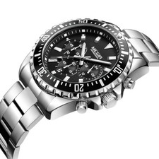 MEGIR Men Casual Quartz Watch Chronograph Stainless Steel Waterproof Wristwatch picture