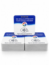 Google Review Tag NFC Tap to Rate RFID Card w/ 3M 9448A Adhesive Back picture
