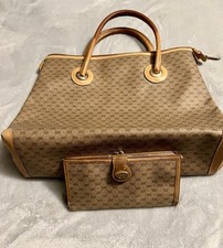 GUCCI GG Supreme Leather Large Tote Bag and Matching Wallet Vintage c. 1980s picture
