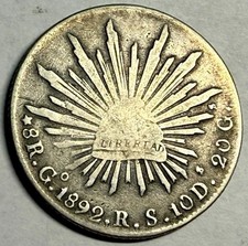 1892-Go RS silver 8 REALES coin. Guanajuato Mexico picture