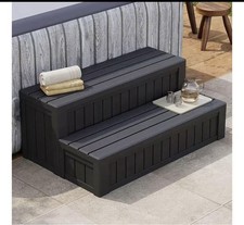 2-Step Freestanding Hot Tub Steps, Waterproof Rectangular Storage picture