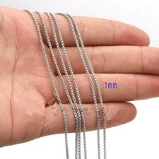 1/2/3/5/7MM Silver Stainless Steel Mens Womens Jewelry Box Chain Necklace 16-40