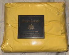 NEW RALPH LAUREN the Polo Sheet Yellow Queen Flat Sheet 100% Cotton 250 Thread picture