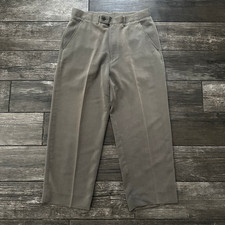 VTG 80s BALMAIN GRAY PLEATED DRESS PANTS BAGGY TROUSERS RAYON BLEND WAIST SZ 32 picture