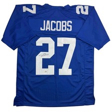 Autographed/Signed Brandon Jacobs New York Blue Jersey Beckett BAS COA picture