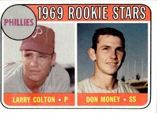 1969 Topps Baseball Card Phillies Don Money Larry Colton #454 RC EX-MT picture