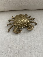 VTG Mid Century Modern Brass Crab Ashtray Jewelry/ Hinged  Trinket Box VGC picture