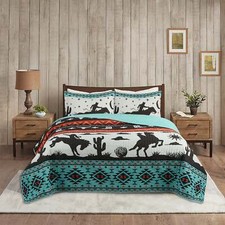 3 Piece Southwestern Cowboy Quilt Set Rustic Bedspread with Western Flair picture