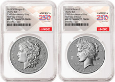2 Coin Set 2026 Morgan Peace Enhanced 250th Privy NGC MS70 FDOI Flag Pre-Sale2 picture