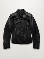 Vintage Real Leather Multi Pocket Fitted Style Moto Biker Jacket Women’s S picture