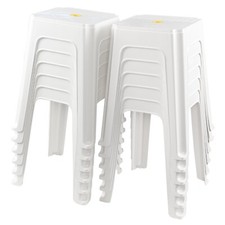 6/12-Pack 18.7 Inch Height Home Plastic Seat Stool Square Stackable Chair, White picture