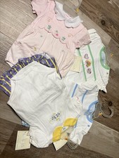 Vintage Basic Editions Girls3/6 Months Nautical Sleeveless Striped 2pc, Set Of 4 picture
