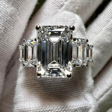 IGI 4.50 Ct Emerald-Cut EF/VS1 Lab Grown Diamond Engagement Ring 14K White Gold picture