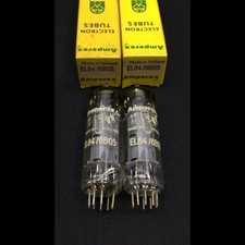 NOS NIB Pair AMPEREX EL84 6BQ5 D Getter Bugle Boy Holland Vacuum Tubes B.9633 picture
