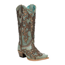 Corral Ladies Turquoise Overlay & Embroidery & Studs Western Boots Z5515 picture