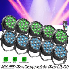 10PC Rechargeable Par Lights 72W RGB Battery Wireless 12LED DJ Uplights w/Remote picture